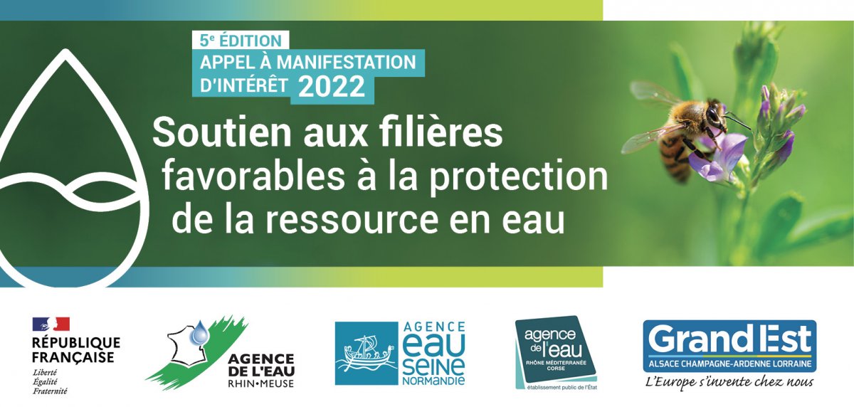 Visuel de l'appel à manifestation Soutien aux filières favorables à la protection de la ressource en eau